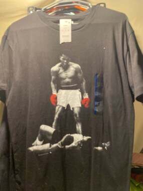 Muhammad Ali Sonny Liston Knockout Graphic T-Shirt Black Large